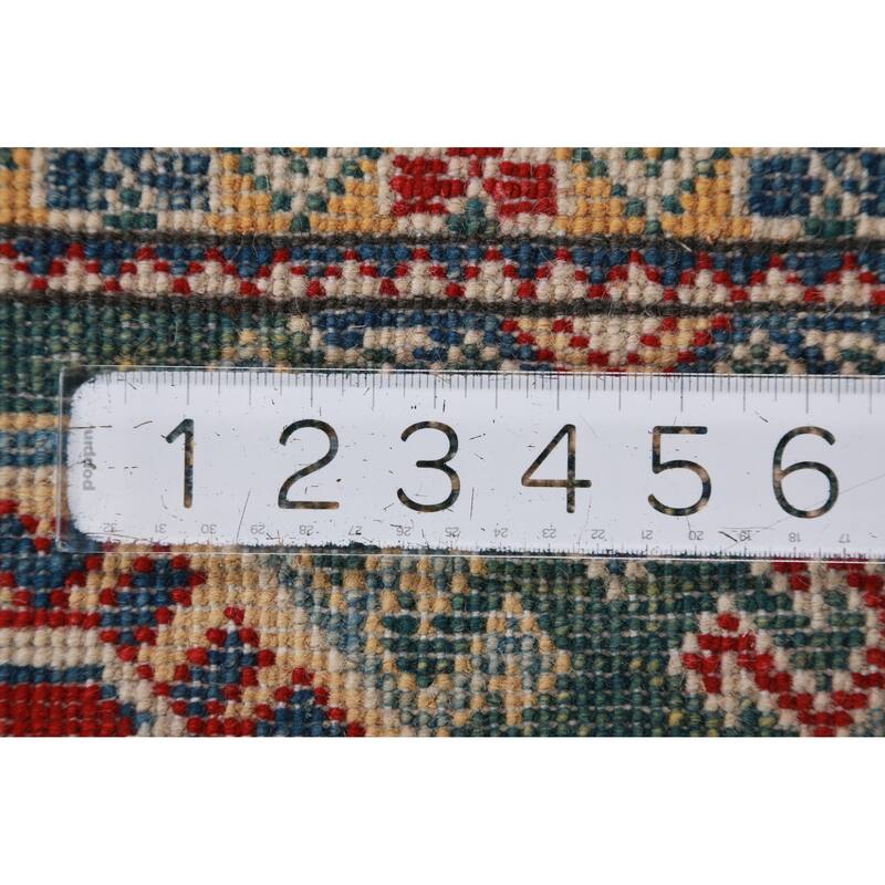 Hand Knotted Oriental 100% Wool Carpet Traditional Geometric Multi-Colored Kazak Area Rug - 11' 3'' X 9' 1''