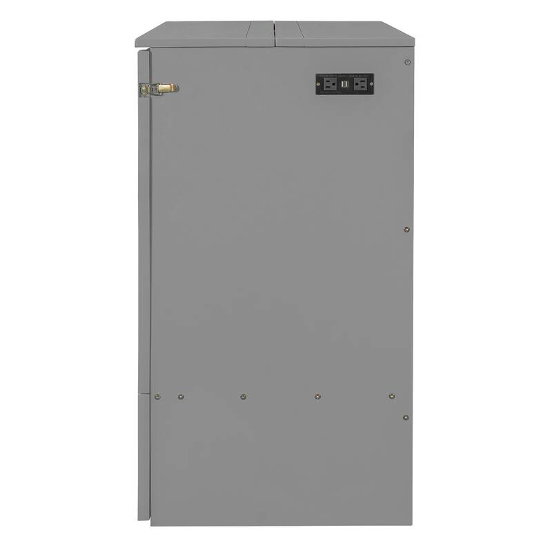 Space-Saving Full Size Murphy Bed with Drawer, USB Ports, and Smooth Pulley Design in Gray