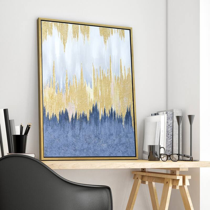 Golden Rain Textured Metallic Hand Painted Framed Wall Art by Martin Edwards