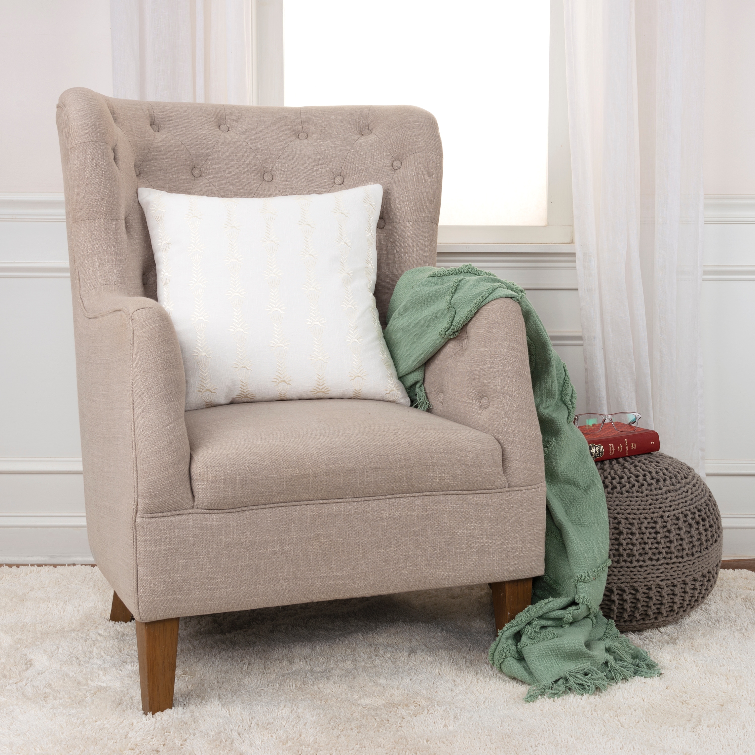 Rizzy Home Embroidered Throw Pillow Cover-image