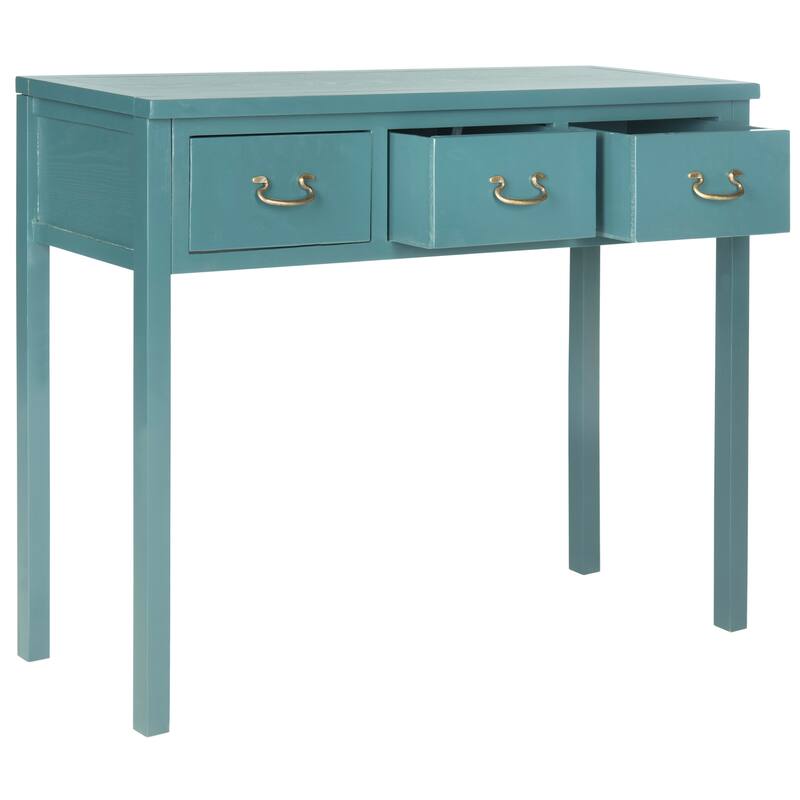 SAFAVIEH Cindy Teal 3-drawer Console Table - 39.4" x 14.2" x 31.7"