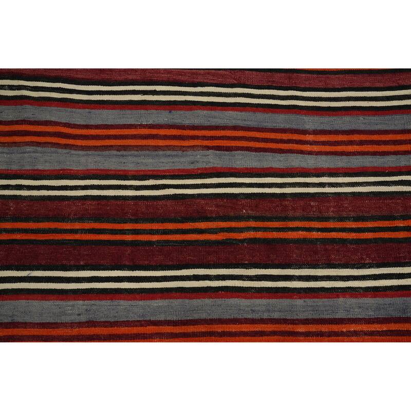 Hand Woven Oriental 100% Wool Carpet Southwestern Geometric Multi-Colored Kilim Area Rug - 9' 5'' X 5' 0''