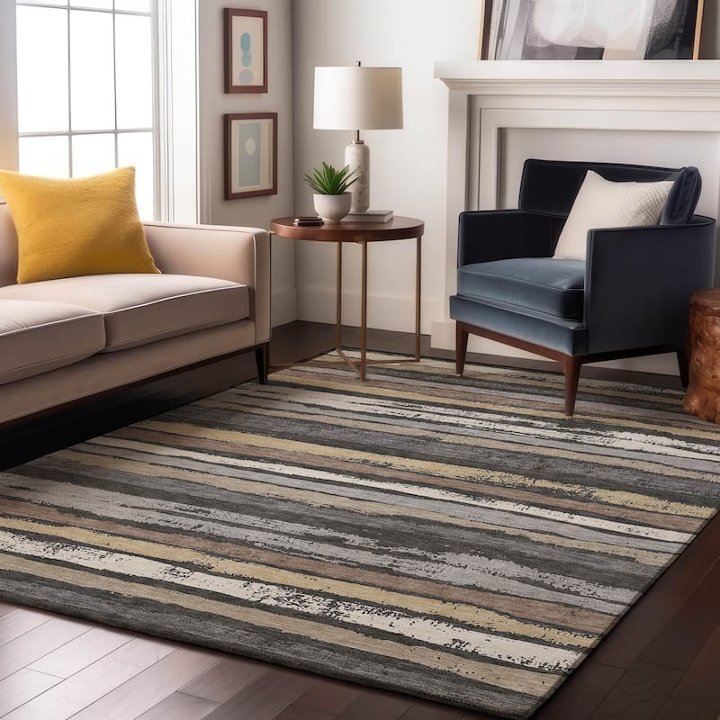 Premium Washable Super Soft Stripe Mayfield Rug - Charcoal - 9' x 12'