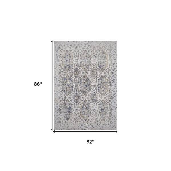 Stylish Rectangle Area Rug with Oriental Design - 86' X '62' X '0.39 ...