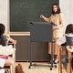 preview thumbnail 2 of 8, Gymax Rolling Podium Stand 40.5''-49'' Height Adjustable Lectern Table