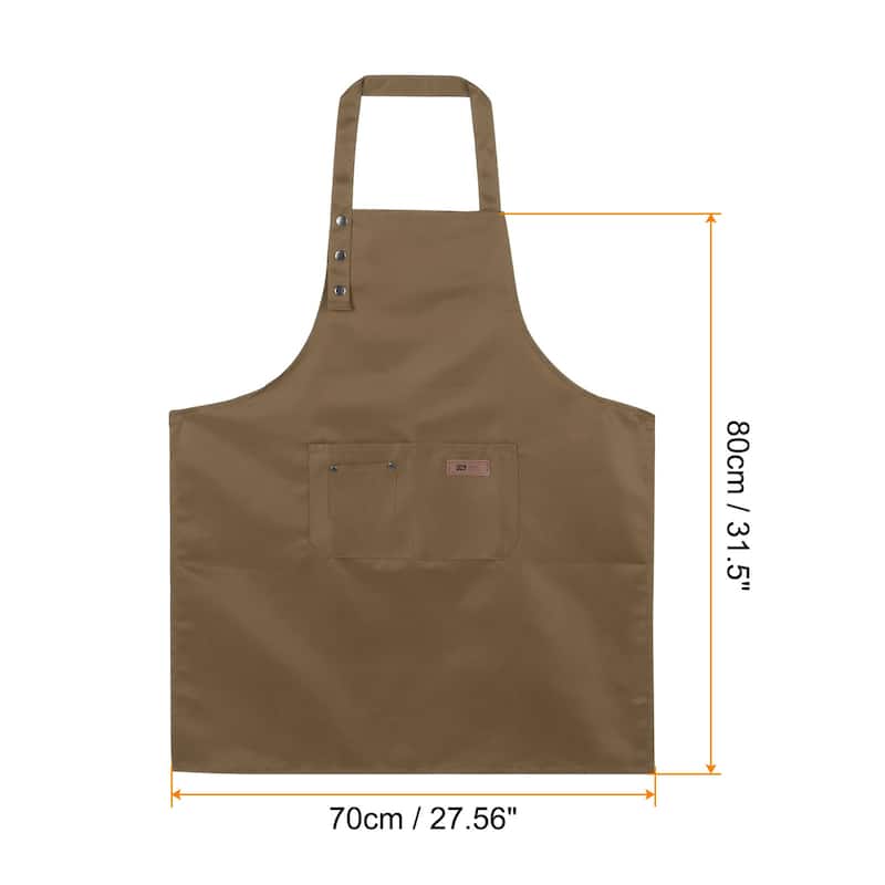 Adjustable Kitchen Cooking Aprons 80x70cm Cotton Art Apron - 80cmx70cm - Brown