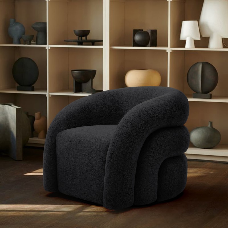 Upholstered Boucle Swivel Accent Chair