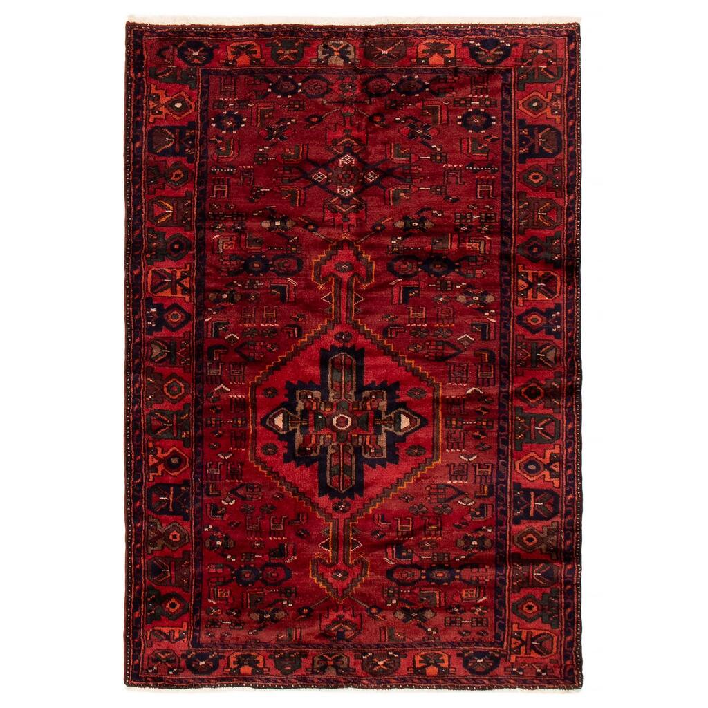 ECARPETGALLERY Hand-knotted Andelz Red Wool Rug - 4'7 x 6'5