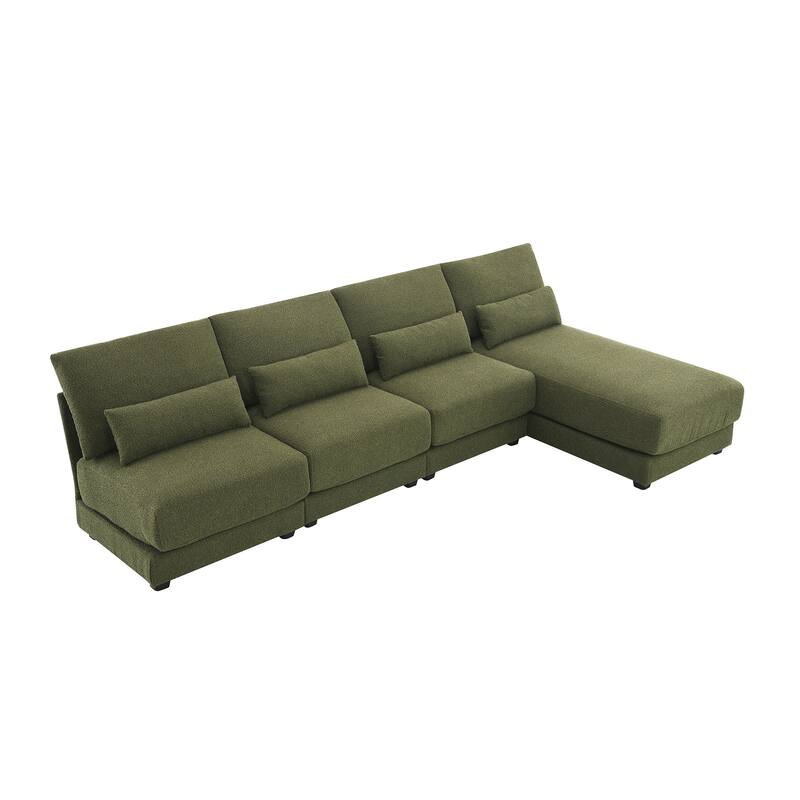 Wide Seat Sectional Sofa, Convertible L-shaped Sectional Couch