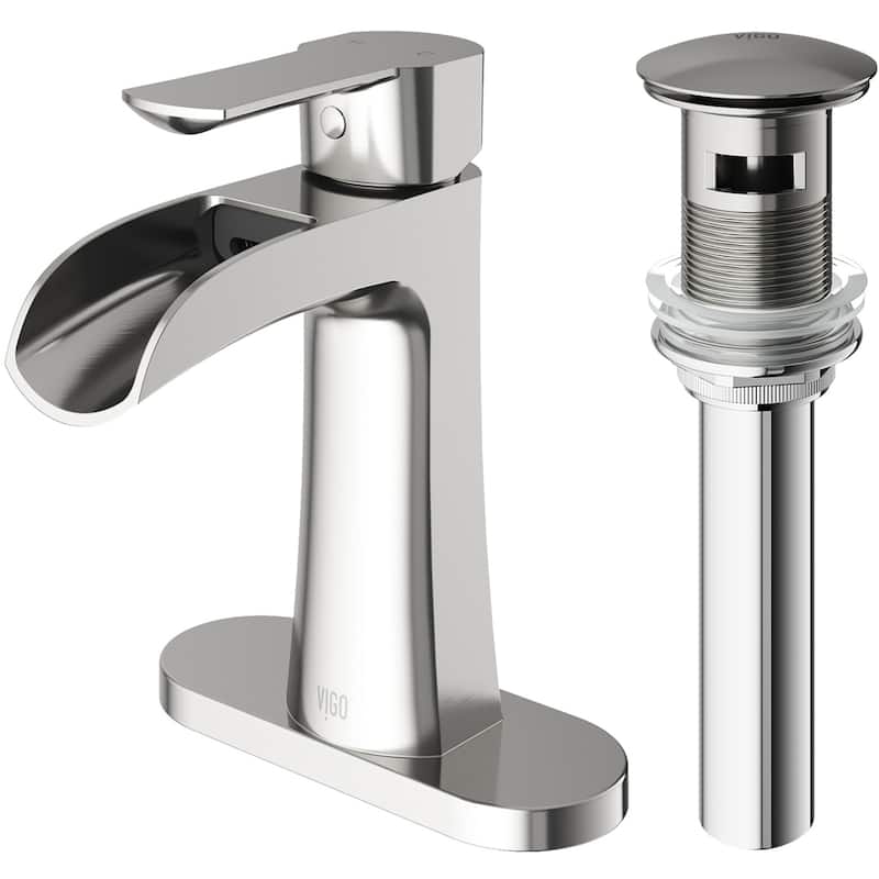 VIGO Paloma 7" H Single Handle Single Hole Bathroom Faucet Set - Brushed Nickel