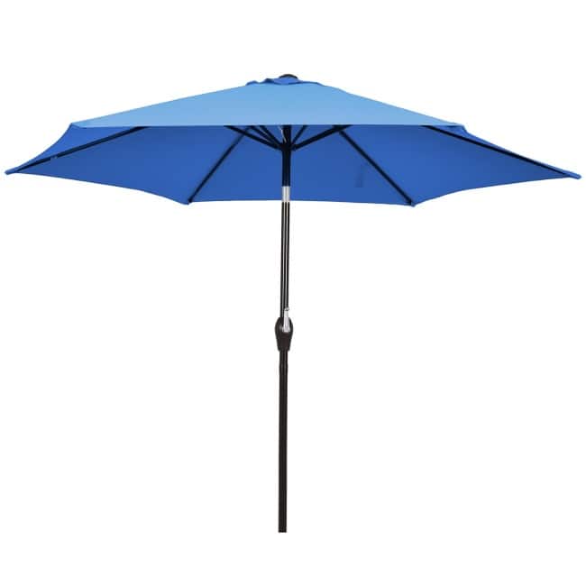 10FT Patio Umbrella 6 Ribs Market Steel Tilt with Crank Outdoor Garden without Weight Base