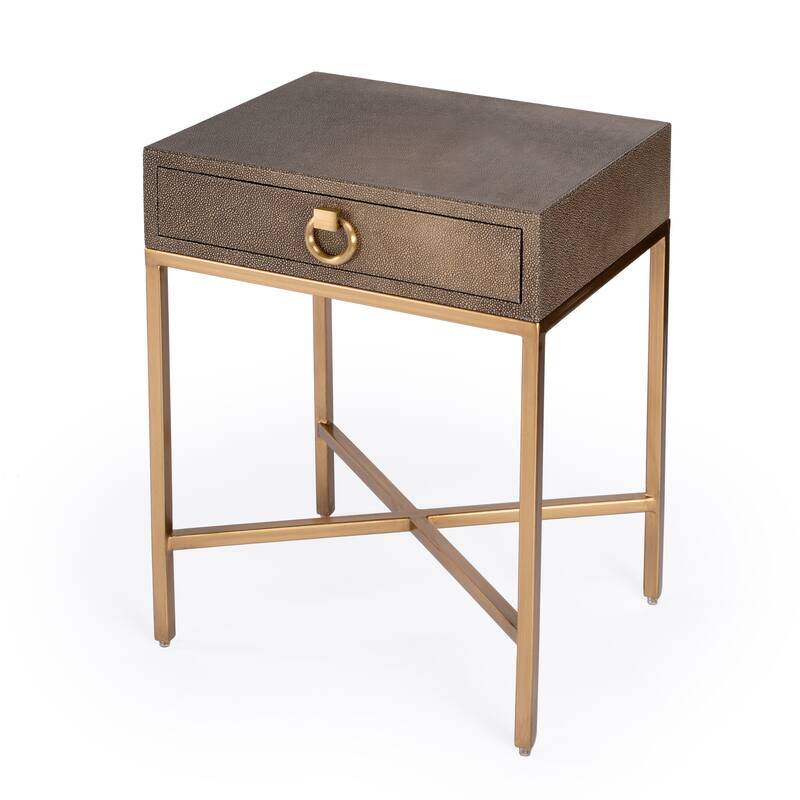 Butler Sullia One Drawer End Table - Gold - Leather