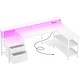 preview thumbnail 67 of 65, Reversible L Shaped Computer Desk with File Drawer & Monitor Stand & Power Outlet & LED Strip, Home Office Desk Corner Desk