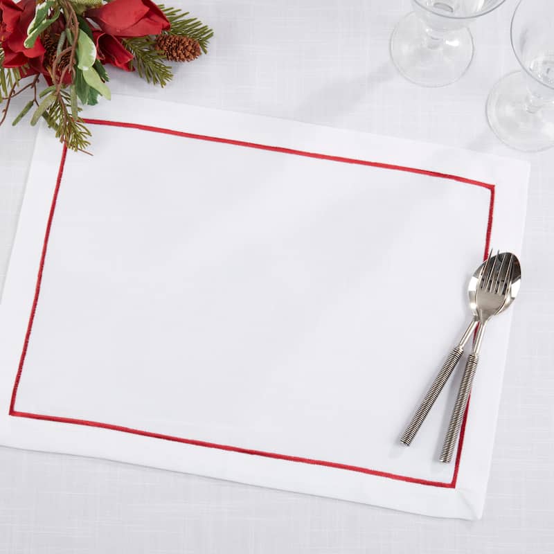Embroidered Line Design Placemat (Set of 4) - 14"x20"