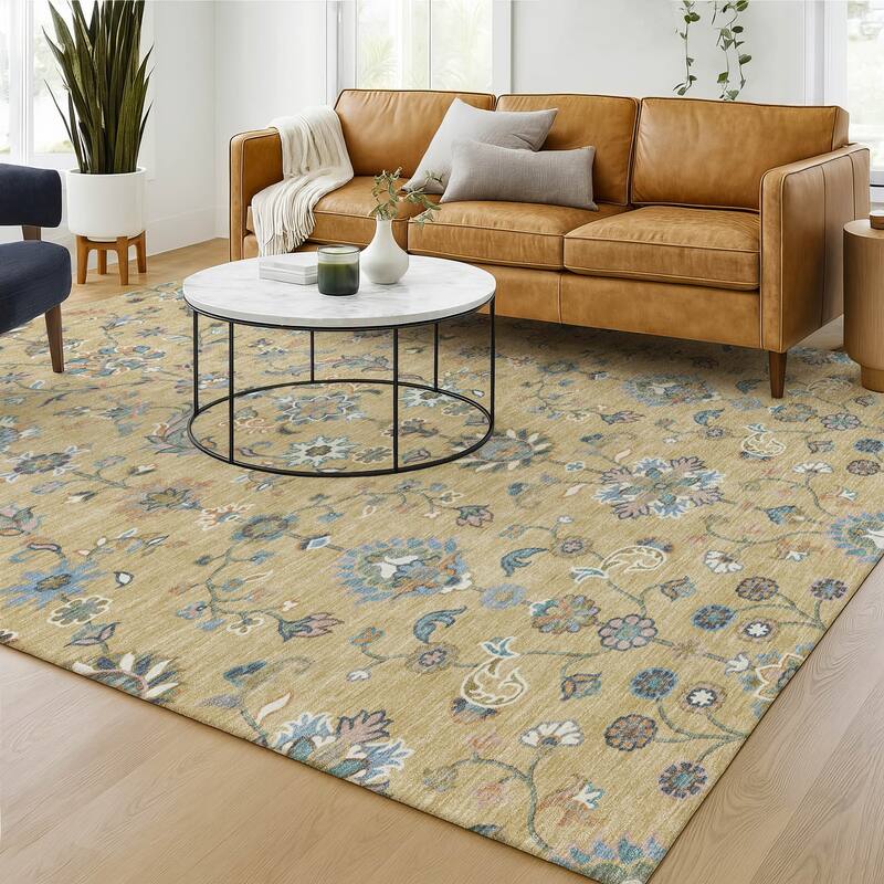 Machine Washable Indoor/ Outdoor Traditional Basalt Chantille Rug