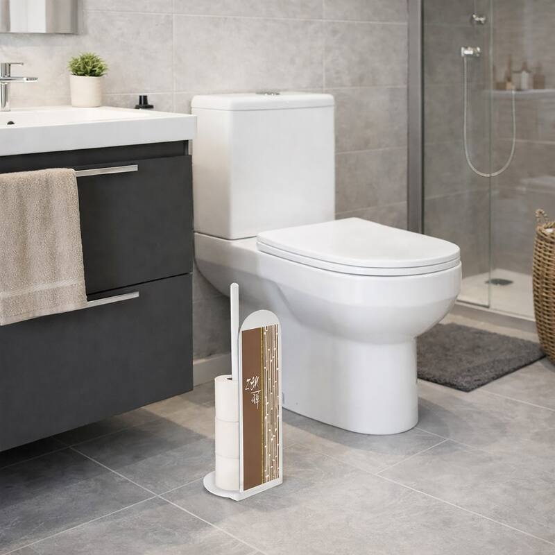 Zen Brown Freestanding Toilet Paper Holder - Brown, Beige, Green - 5"L x 5"W x 19"H