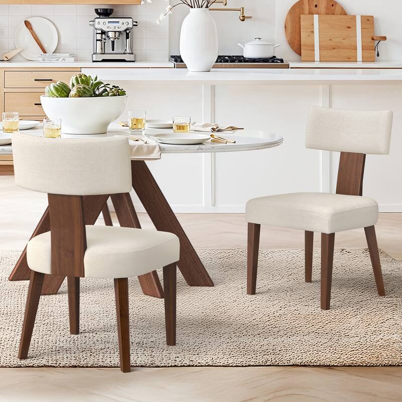 With Curved Backrest (2/4/6-Piece Set) Upholstered Dining Chairs - 19.1"D x 19.4"W x 33.6"H - Set of 2 - Yellow