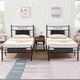 preview thumbnail 16 of 19, VECELO Industrial Kids Bed Frame with Wood Headboard,Twin Size Bed Set of 2 Black