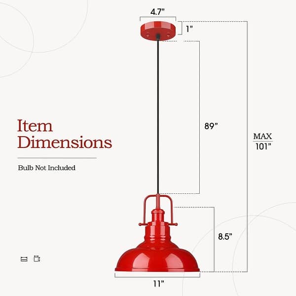 dimension image slide 3 of 4, 2 Pack Modern Pendant Lights with Metal Dome Lampshade