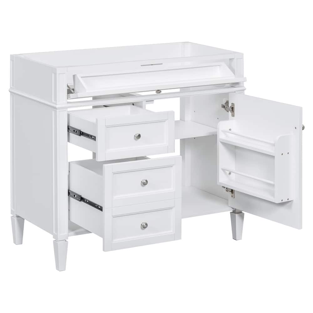 (Base Only)Modern Bathroom Storage Vanity Base with 2 Drawers and a Tip-out Drawer