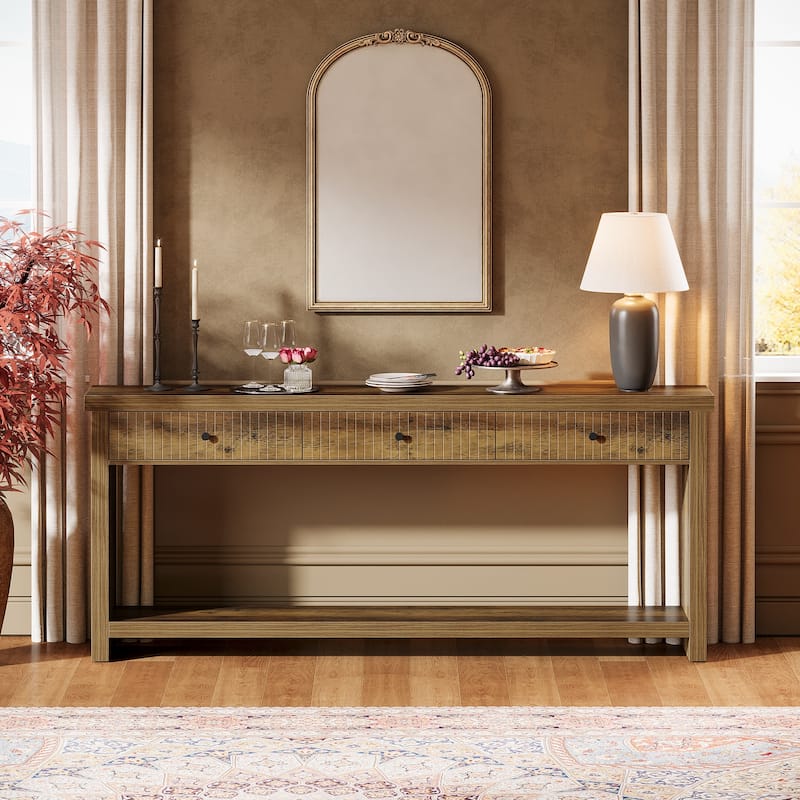 71'' Wood Console Sofa Accent Table with 3-Drawers for Entryway