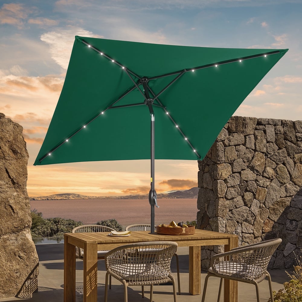 LIVOOSUN 6.5×6.5FT LED Square Patio Umbrella with UPF50+, Tilt Function, and Wind-Resistant Design——Experience Outdoor Comfort