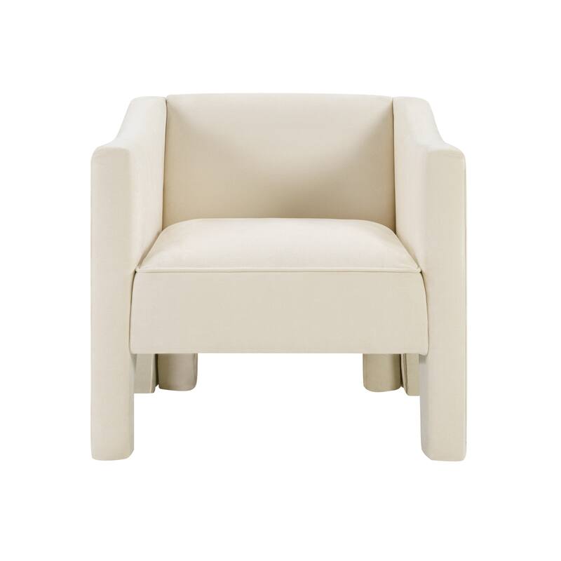 Roomfitters Modern Chenille Barrel Accent Chair with Enclosed Arms, Upholstered Armchair