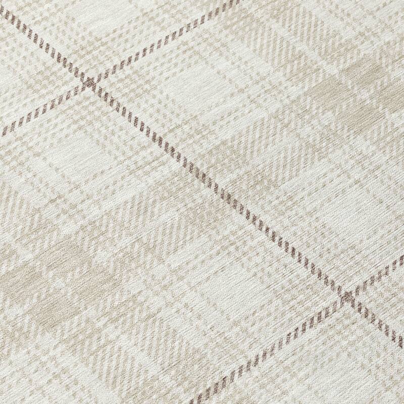 Machine Washable Indoor/ Outdoor Plaid Chantille Rug
