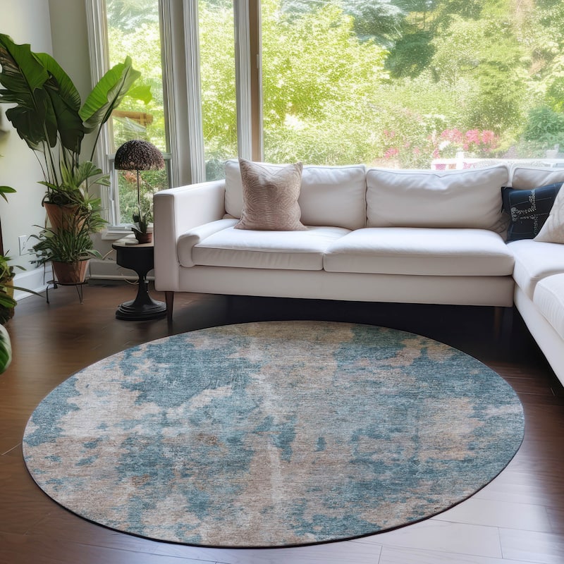 Machine Washable Indoor/ Outdoor Modern Ombre Chantille Rug