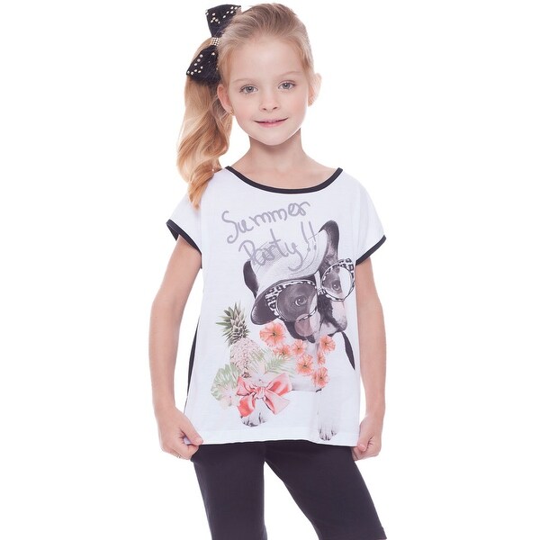 Girls Graphic T-Shirt Puppy Tee Kids Clothing Summer 2-10 Years Pulla Bulla