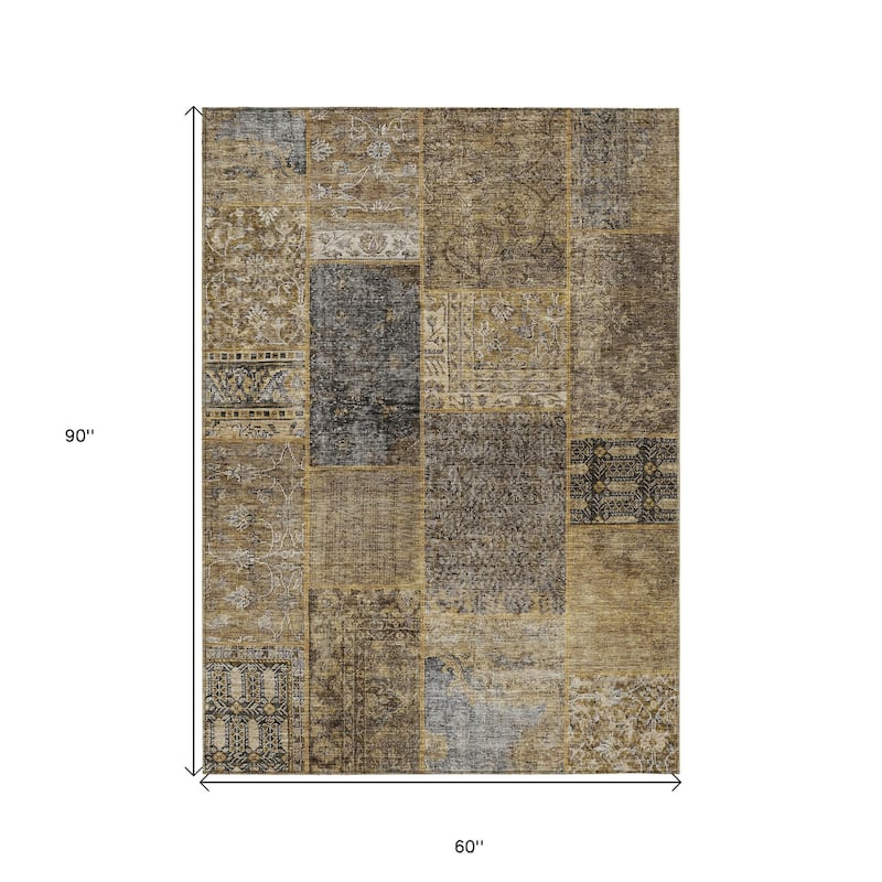 HomeRoots Patchwork Transitional Rectangle Outdoor Rug