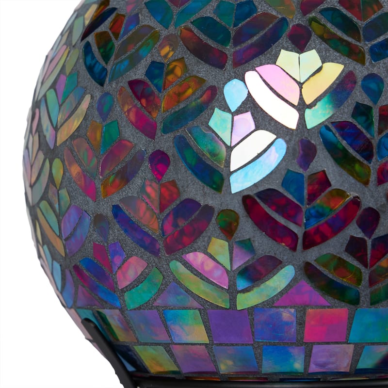 10" Iridescent Glass Mosaic Peacock Gazing Ball