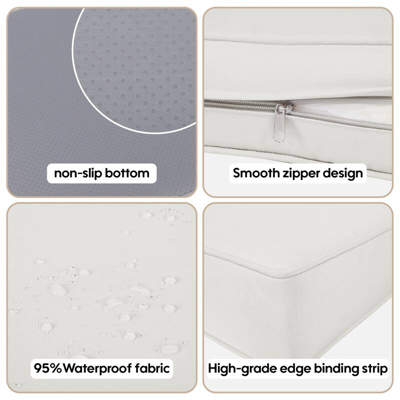 Polyester 14-Piece Outdoor Rattan Cushion Covers Set with Zipper - 25.6L x 25.6W x 3.9H inch