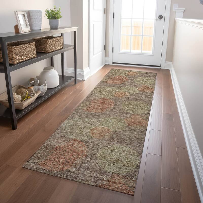 Machine Washable Indoor/ Outdoor Boho Sphere Chantille Rug