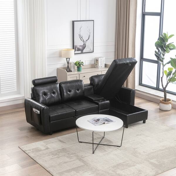 Modern LShape Sectional Storage Sofa of Living Room 89"Wx50"Dx38"H