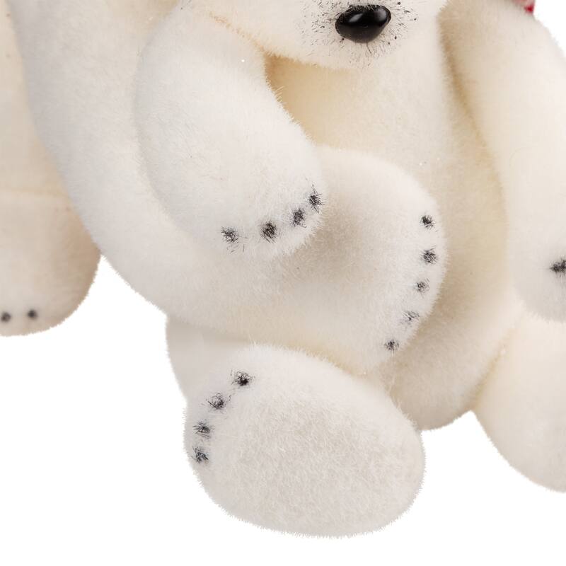 Sitting Polar Bear Mom and Cub Christmas Figure - 14.5" - White and Red