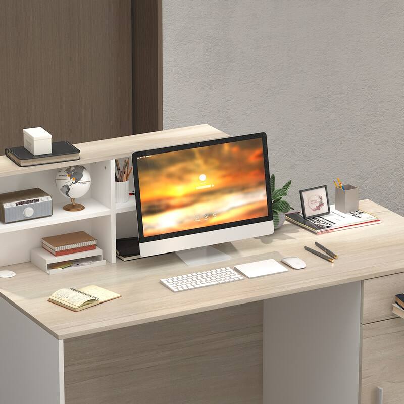 Kerrogee Rectangular Wood Reception Desk See Working Desk Oak