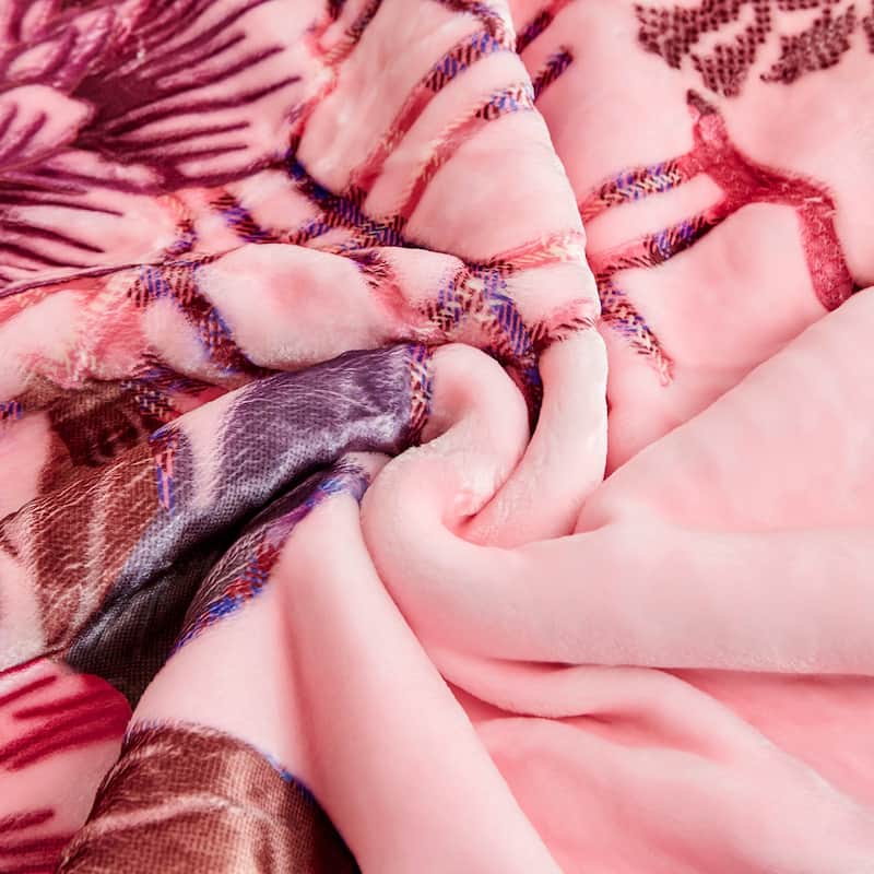 Reversible 10.5 Pounds Plush Fleece Blankets, 2 PLY A&B Design 87" x 95" Bed Blankets for Winter