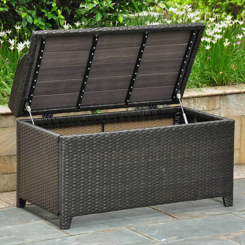 Barcelona Resin Wicker/Aluminum Outdoor Storage Bench