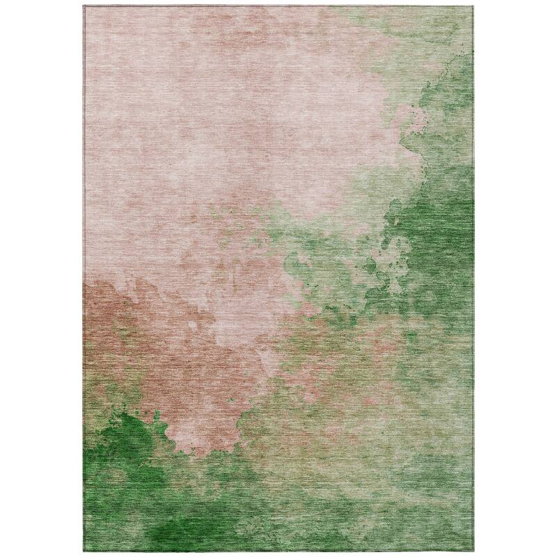 Machine Washable Indoor/ Outdoor Abstract Modern Chantille Rug