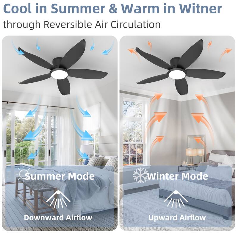 42-inch Wood Grain Finish Blades High Airflow Easy-Install Plug-in ABS Blade Ceiling Fan Light