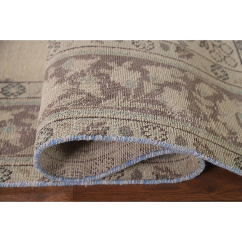 Hand Knotted Oriental 100% Wool Carpet Traditional Floral Beige & Ivories Tabriz Area Rug - 9' 2'' X 6' 9''