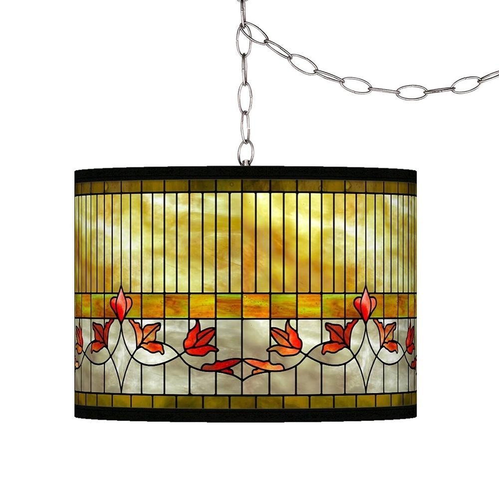 Tiffany style plug in swag lamp sales