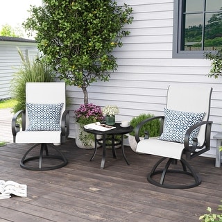 Patio Swivel Dining Chairs with Sunbrella Textilene Mesh Fabric, Outdoor Furniture Gentle Rocker Chair with Back and Arm