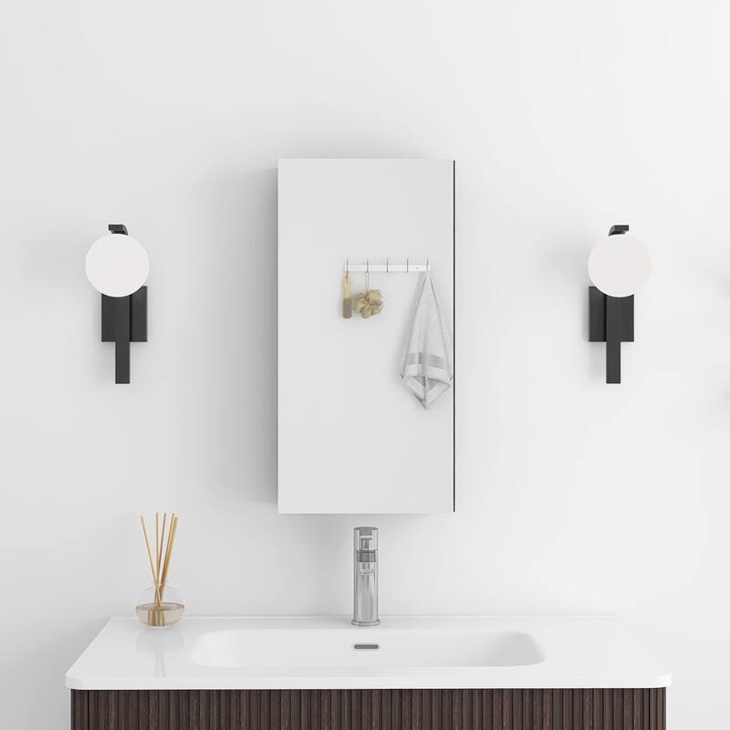 Rectangular Aluminum Medicine Cabinet with Mirror - 12" x 24" - Matte Black
