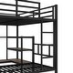 preview thumbnail 11 of 10, Queen Over Twin Bunk Bed with Storage Area Shelves Hangers Noise Reduced Black