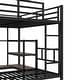 preview thumbnail 11 of 10, Queen Over Twin Metal Bunk Bed with Shelves and Hangers, Storage on Top Bunk, Space-Saving Design