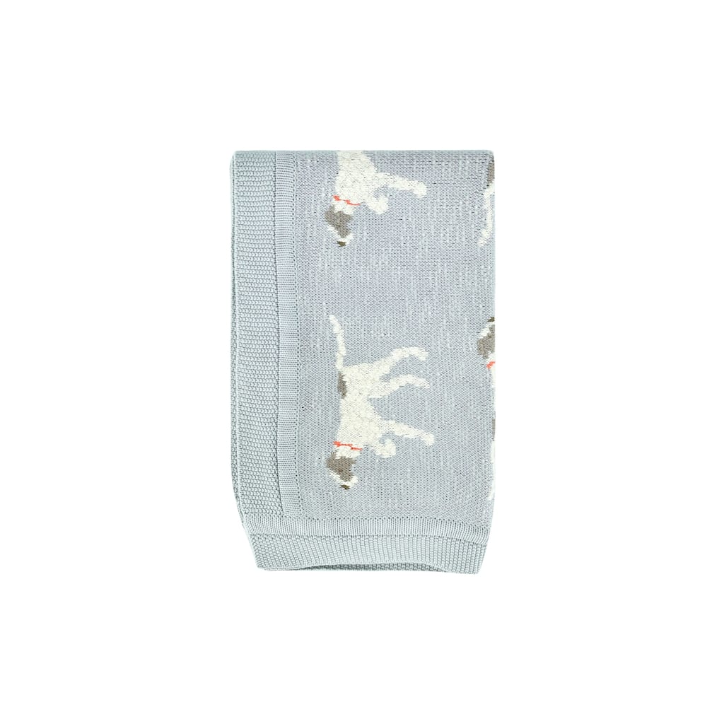 40"L x 32"W Cotton Knit Baby Blanket with Dog
