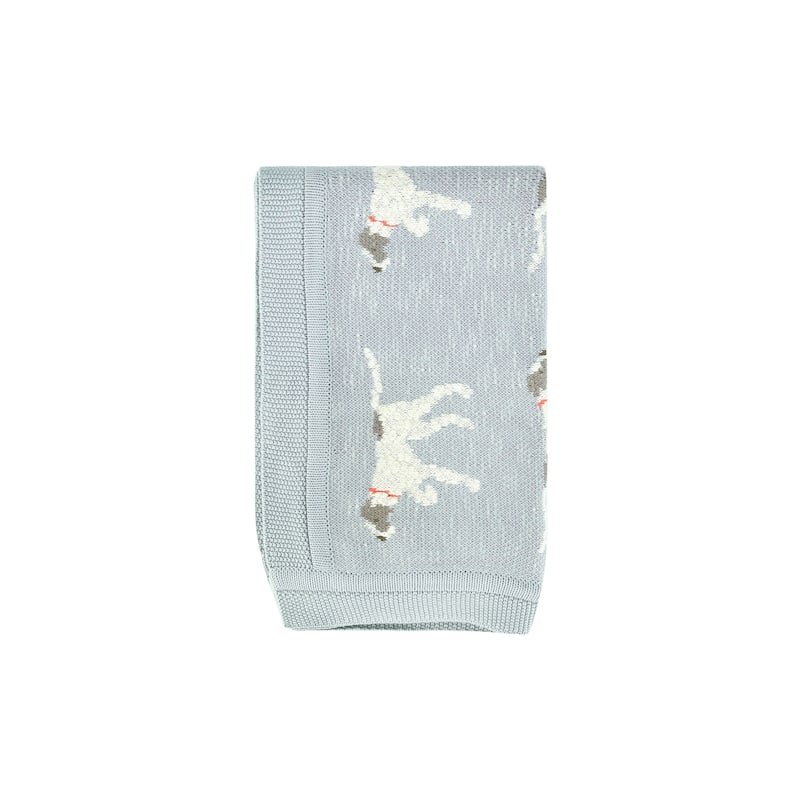 40"L x 32"W Cotton Knit Baby Blanket with Dog