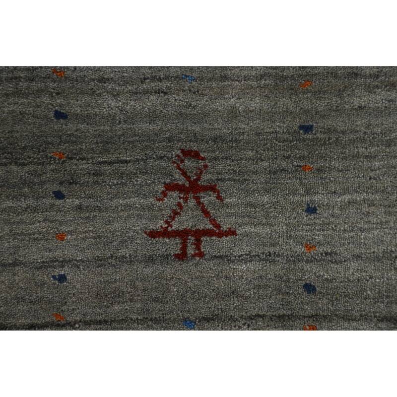 Gray & Green Gabbeh Indian Area Rug Handmade Wool Carpet - 8'3" x 9'10"